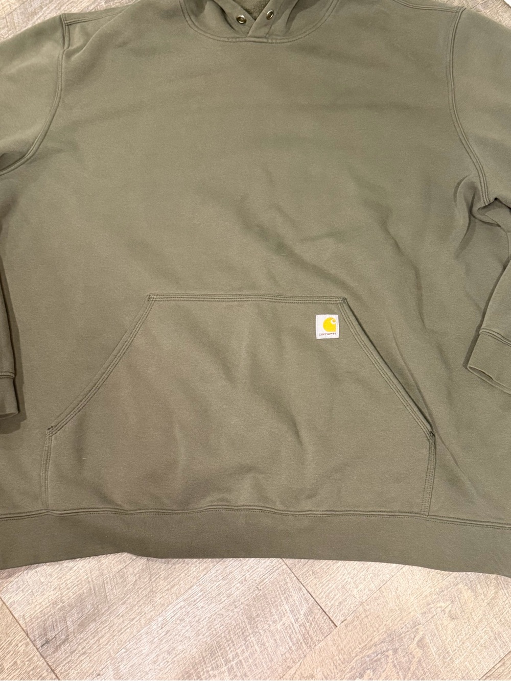 Carhartt Olive Green Men’s Hooded Pullover Sweatshirt - Picture 3 of 8